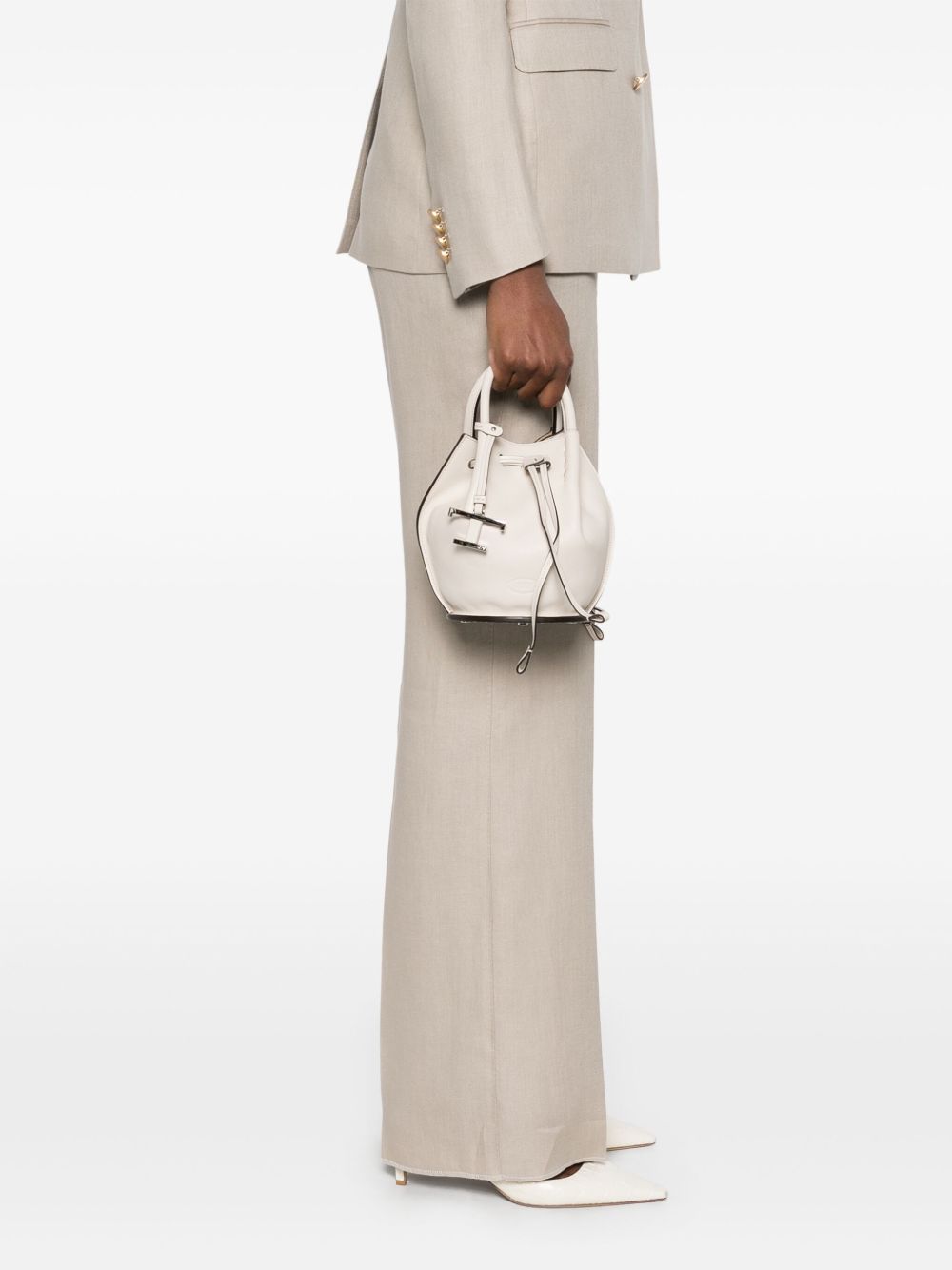 TOD'S Mini Leather Bucket Handbag with Adjustable Strap