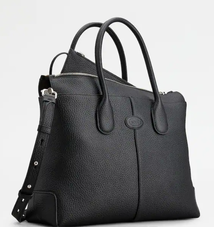 TOD'S Leather Handbag with Stitched-Fold Detailing