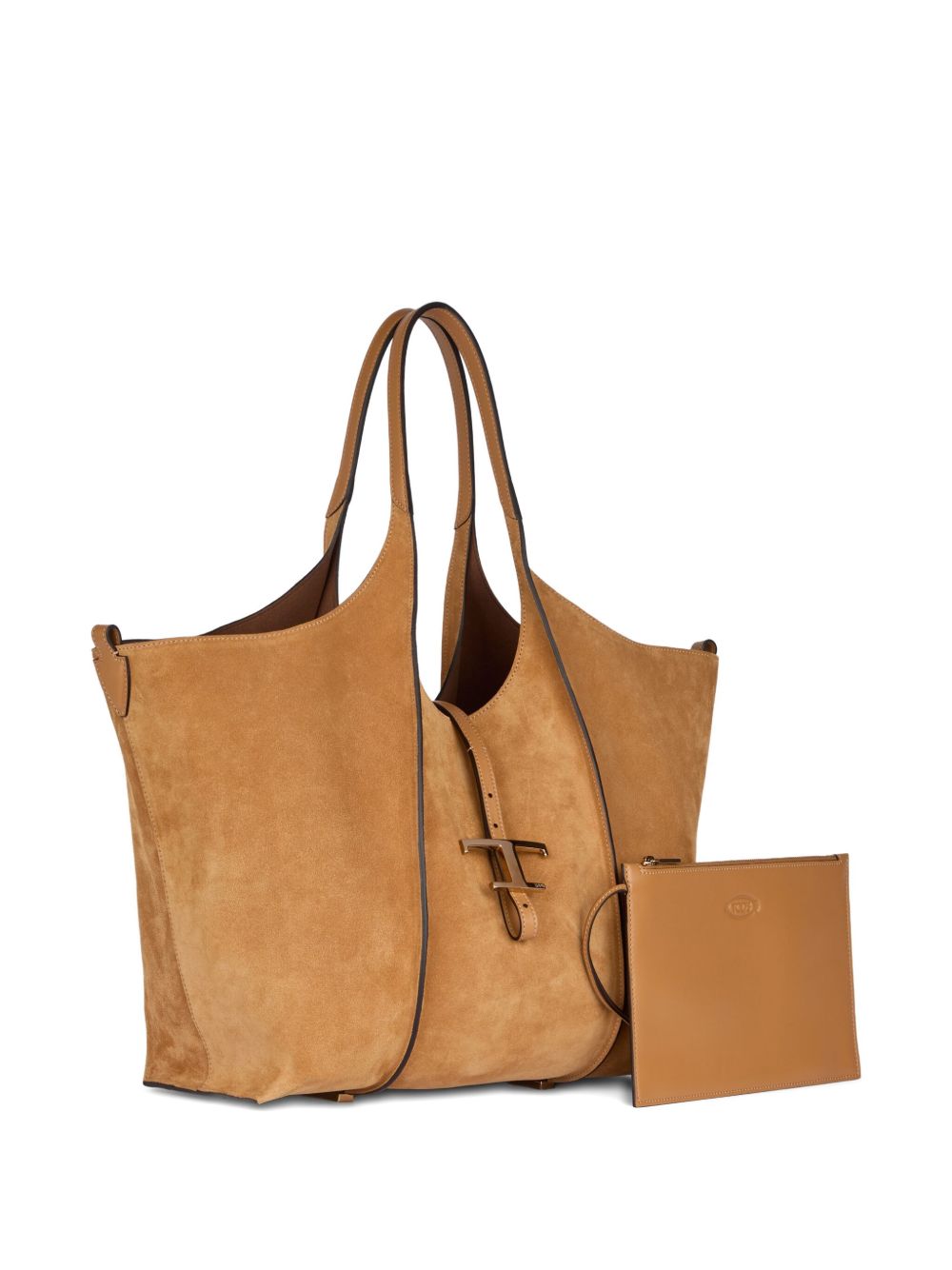 TOD'S Medium Leather Tote Handbag with Detachable Pouch