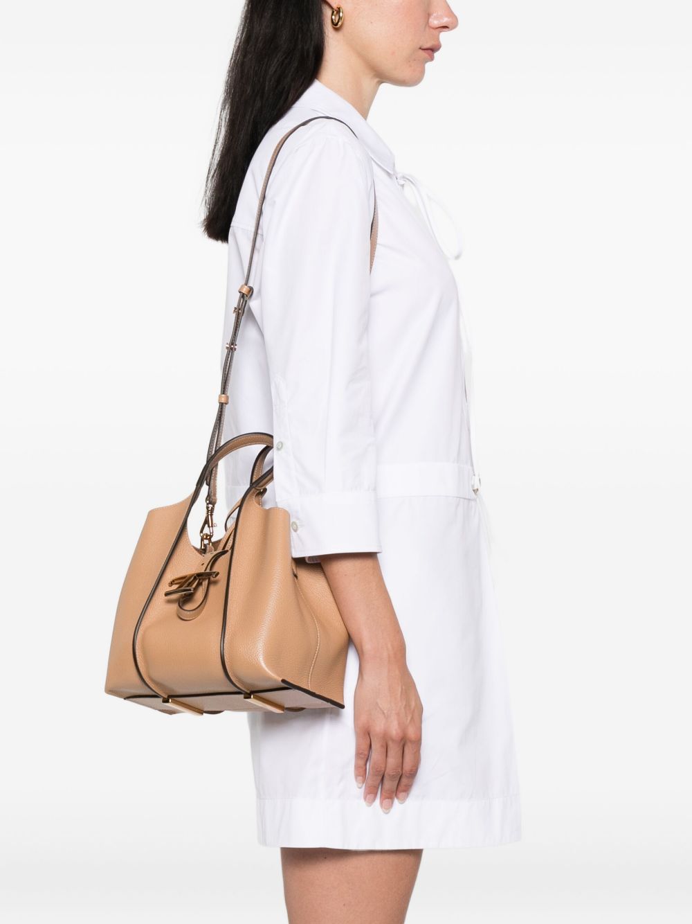 TOD'S 100% Leather Handbag with T-Buckle Fastening and Detachable Strap