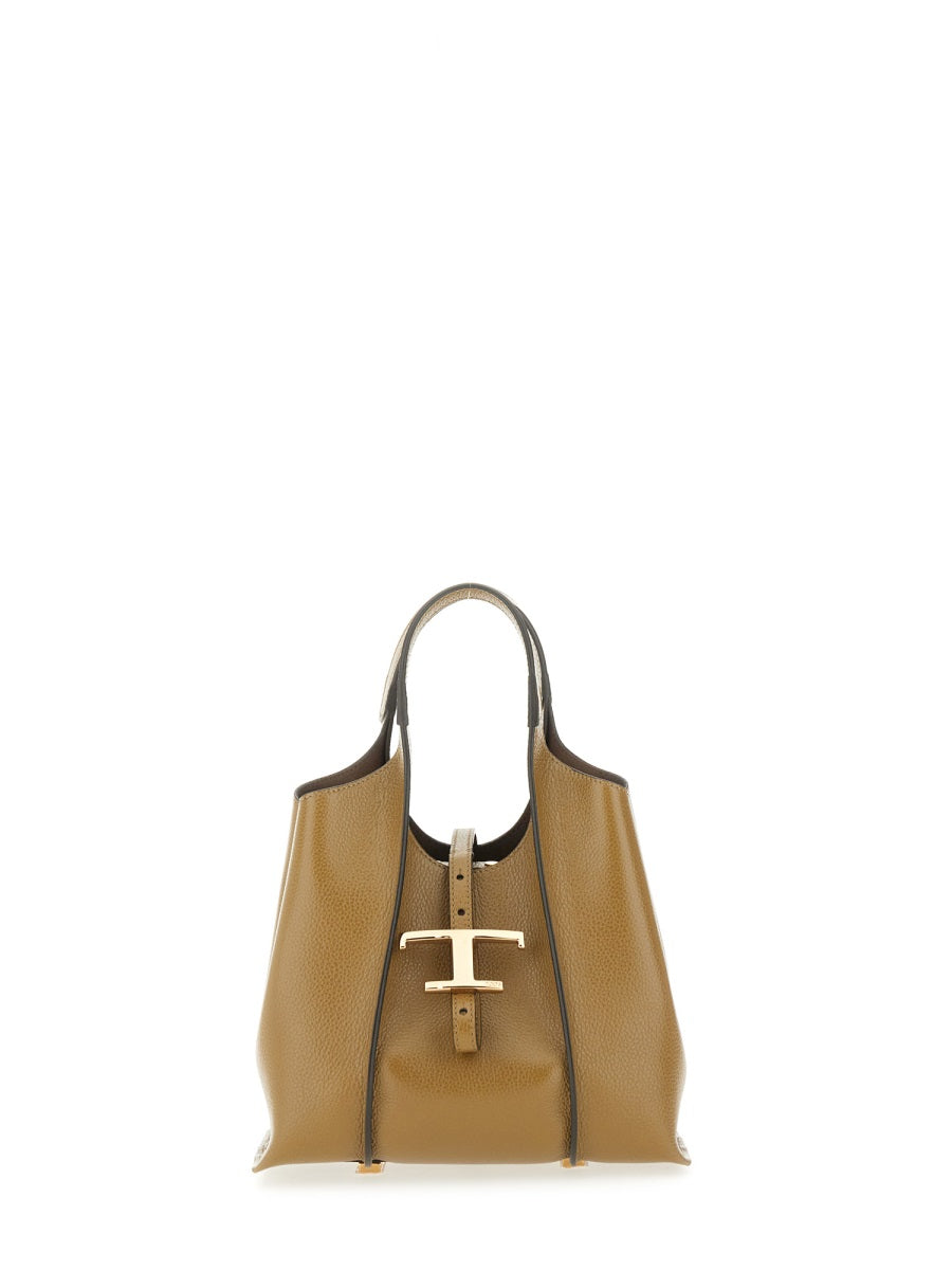 TOD'S Mini Leather Shopping Handbag with T-Buckle Fastening