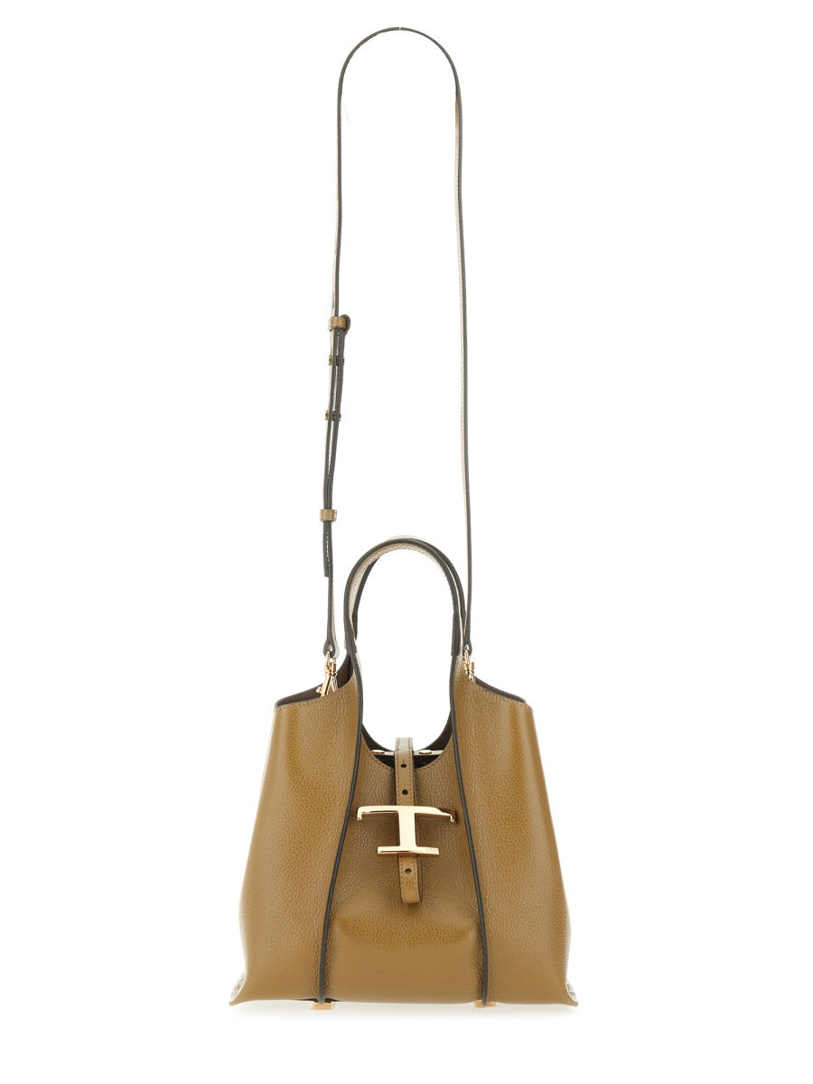 TOD'S Mini Leather Shopping Handbag with T-Buckle Fastening