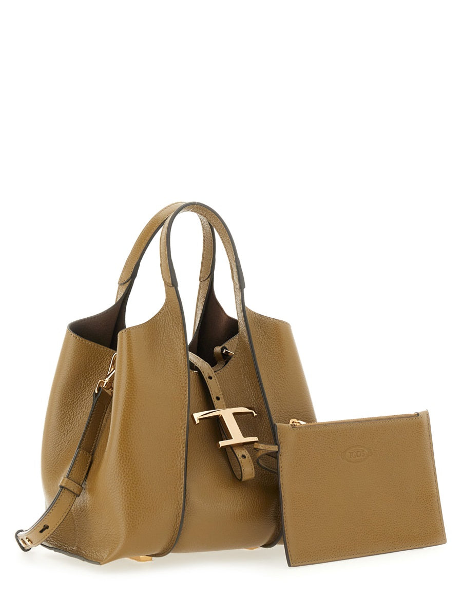 TOD'S Mini Leather Shopping Handbag with T-Buckle Fastening