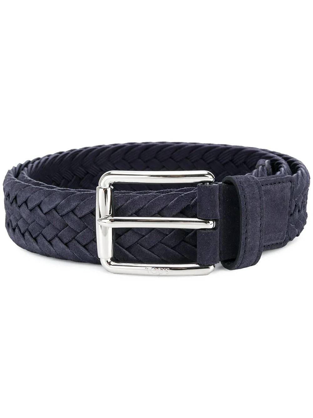 TOD'S Woven Suede Belt with Branded Metal Buckle