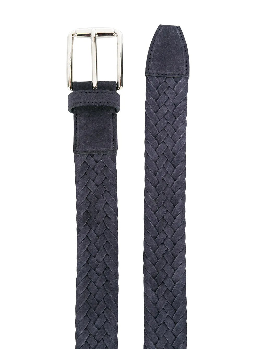 TOD'S Woven Suede Belt with Branded Metal Buckle