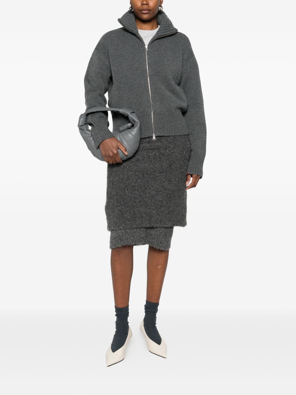 EXTREME CASHMERE High-Neck Cashmere Zipped Cardigan for Women