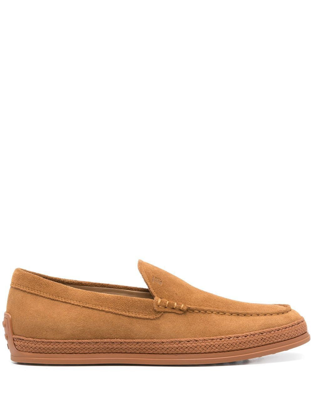 TOD'S Men's Slip-On Suede Loafers with Cord Weaving
