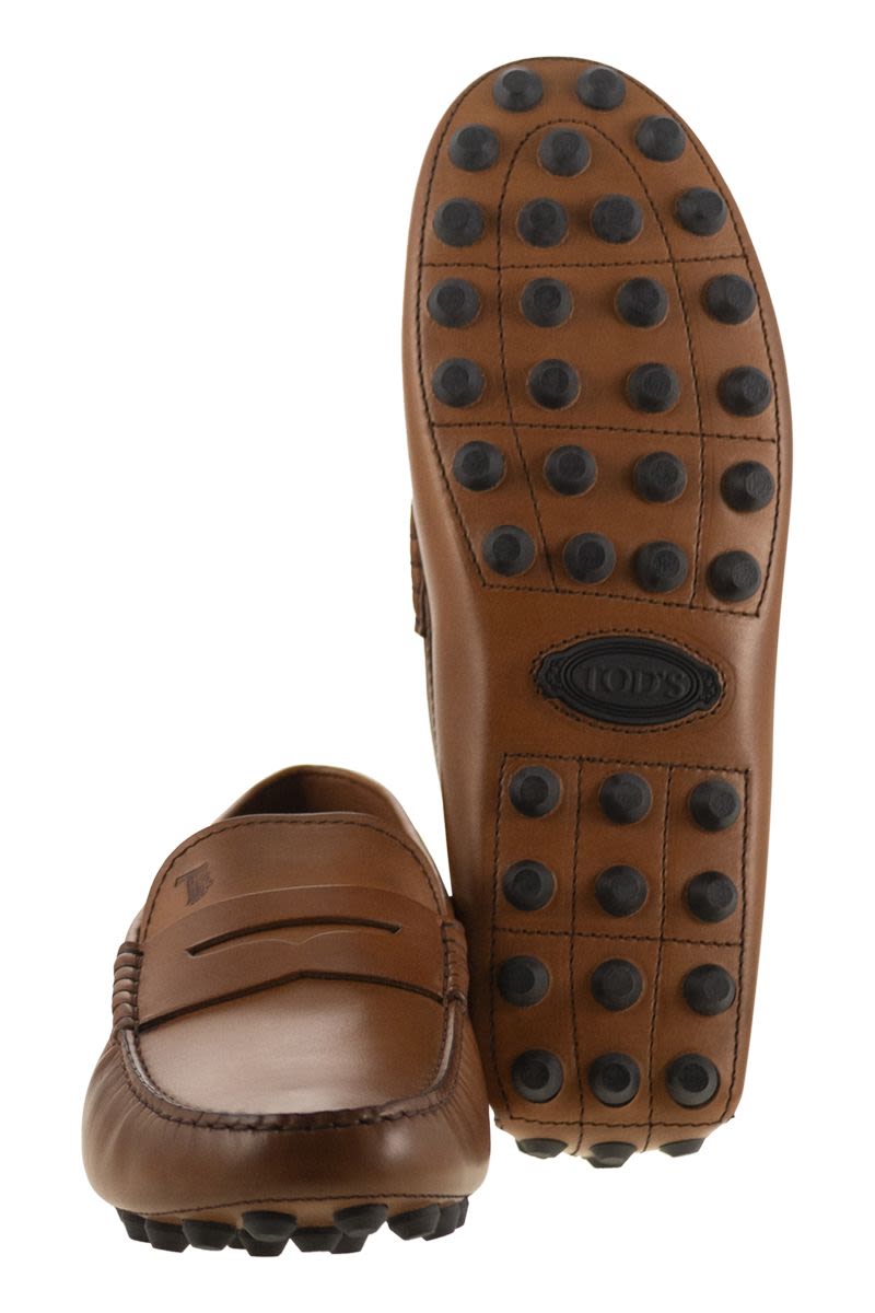 TOD'S Rubber Bubble Leather Moccasins - Men's