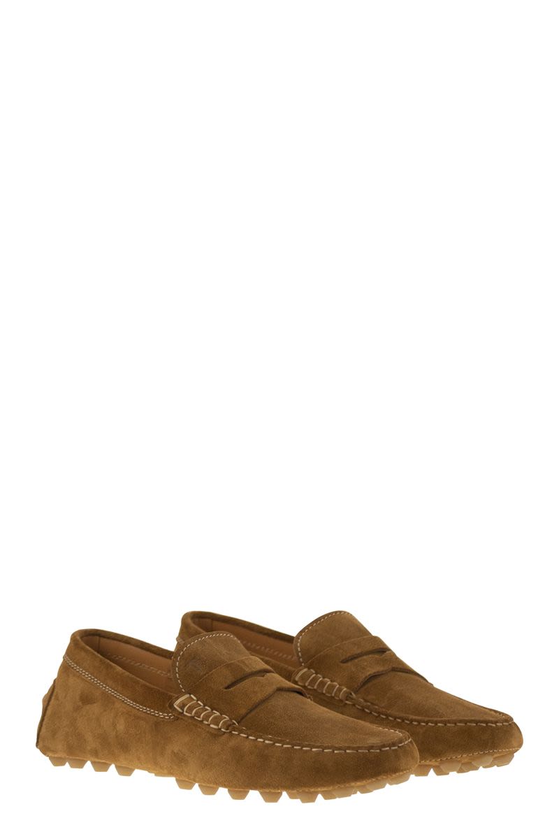 TOD'S Men's Suede Moccasin with Embossed Monogram - 2 cm Heel