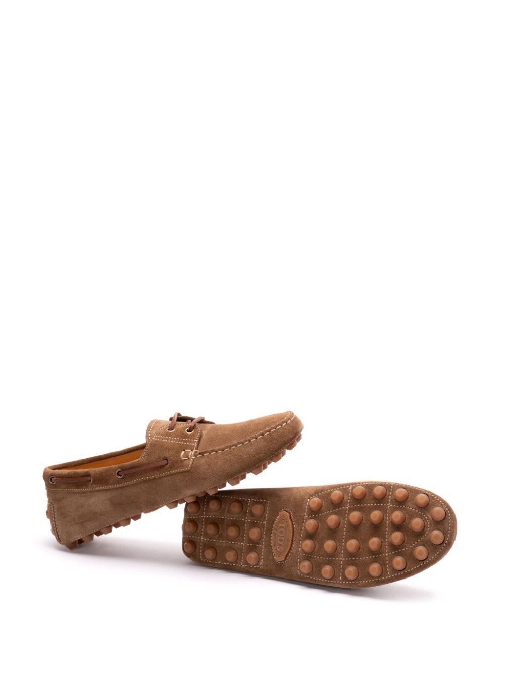 TOD'S Rubber Bubble Suede Boat Shoe - Men's Lace-Up Design