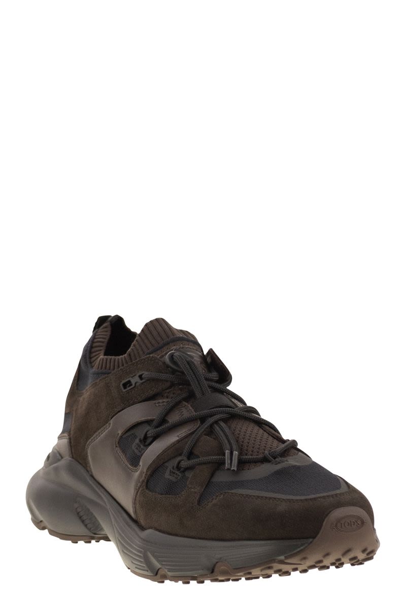 TOD'S Men's Suede and Technical Fabric Sneakers - 5.5 cm Sole Height