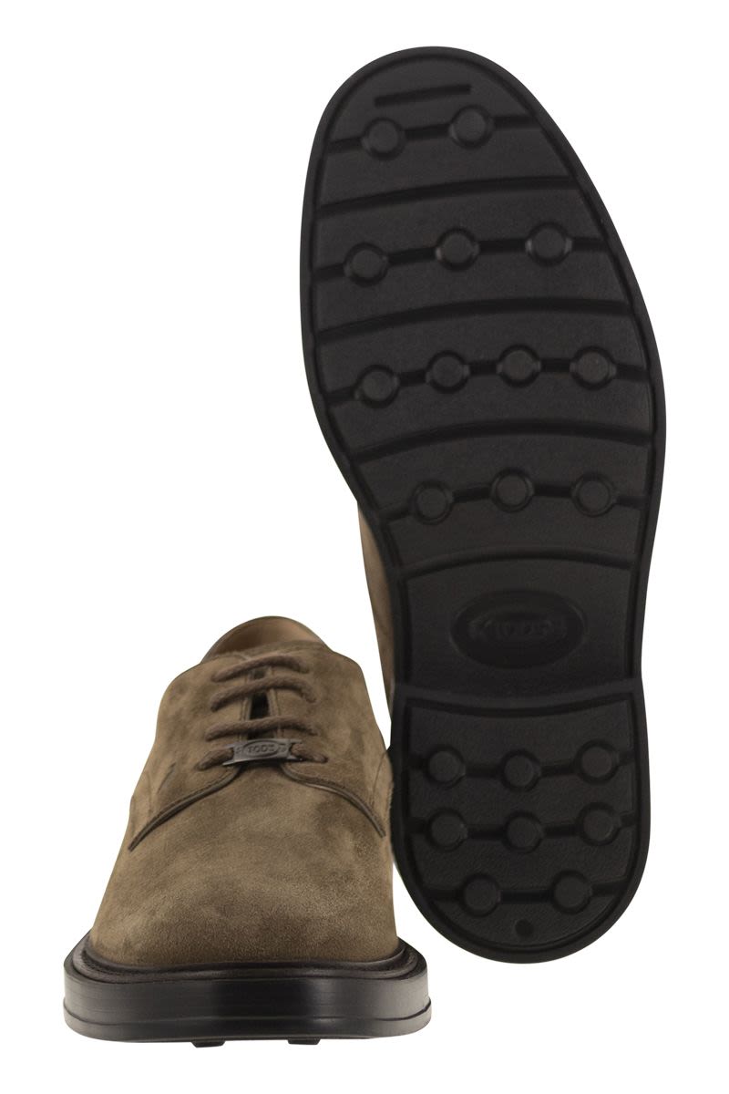 TOD'S Suede Lace-Up Derby Dress Shoes with Rubber Sole - Men's
