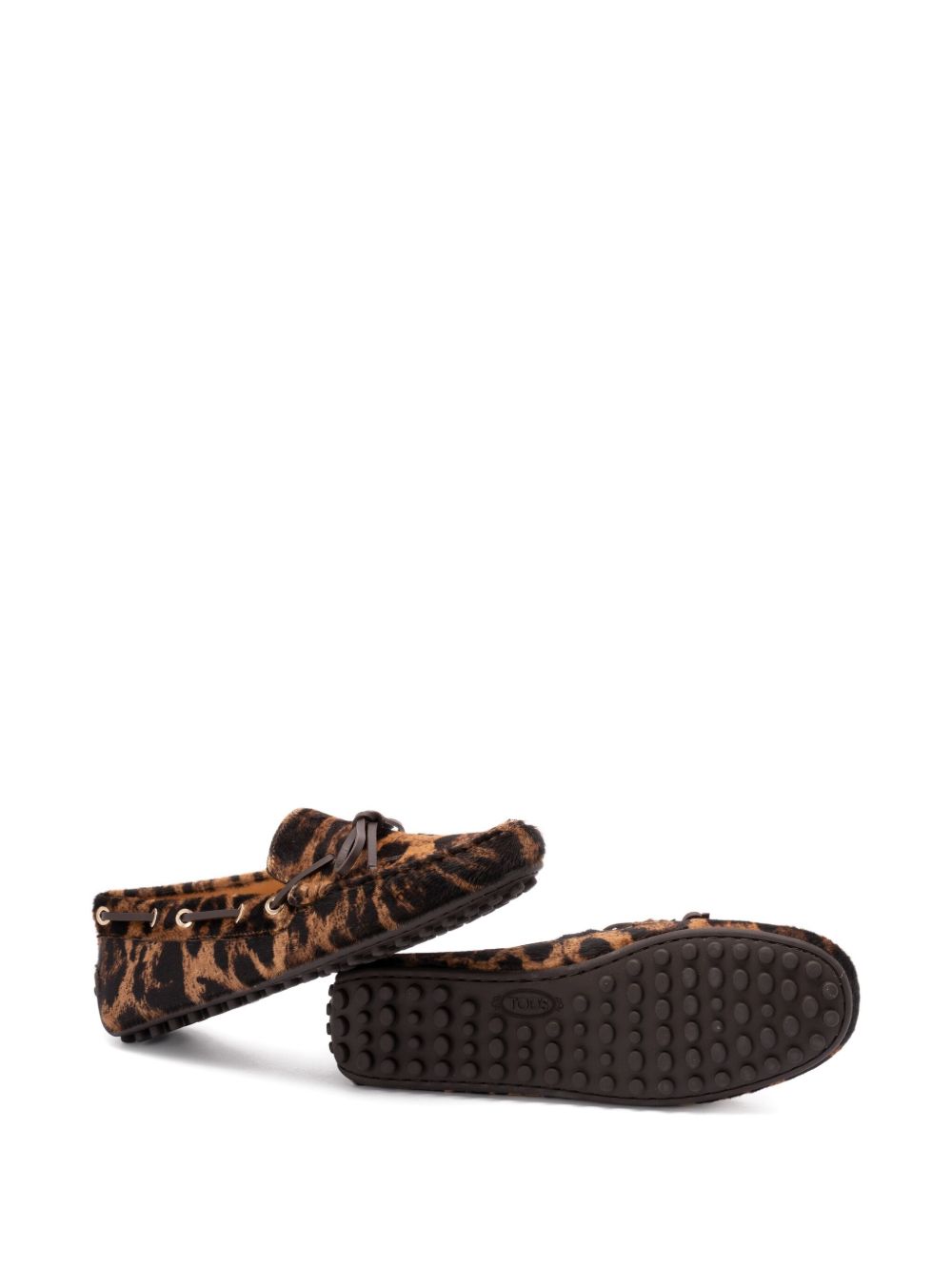 TOD'S Leopard-Print 100% Leather Hair Loafers for Women