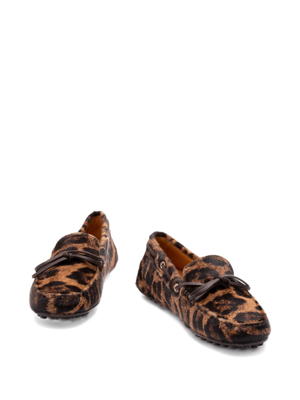 TOD'S Leopard-Print 100% Leather Hair Loafers for Women