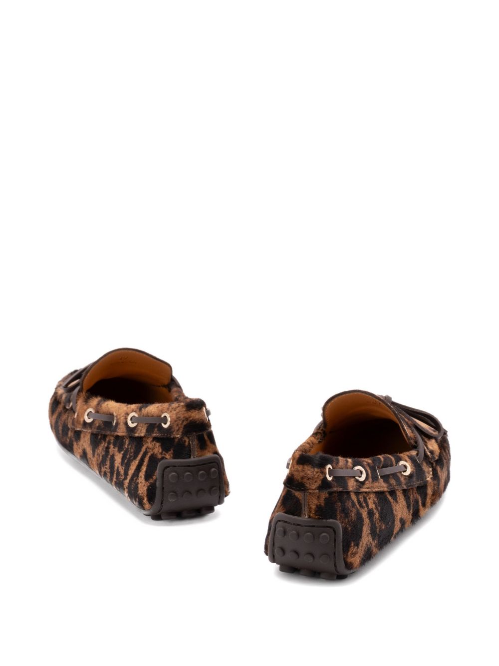 TOD'S Leopard-Print 100% Leather Hair Loafers for Women