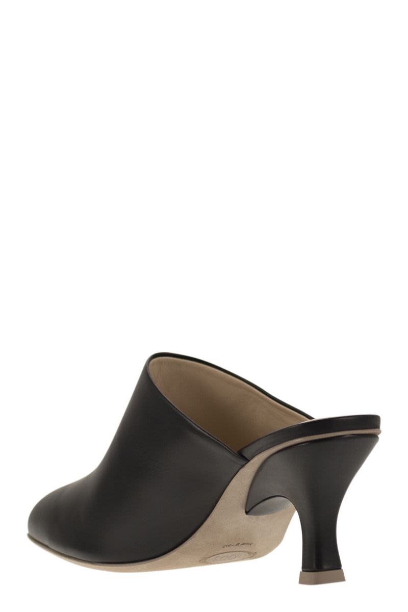 TOD'S Leather Sabot with Narrow Heel