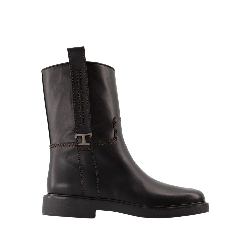 TOD'S Mini Leather Boots with Side Strap