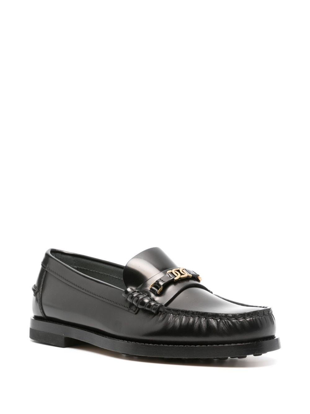 TOD'S Chic Brushed Leather Moccasins with Signature Metal Chain
