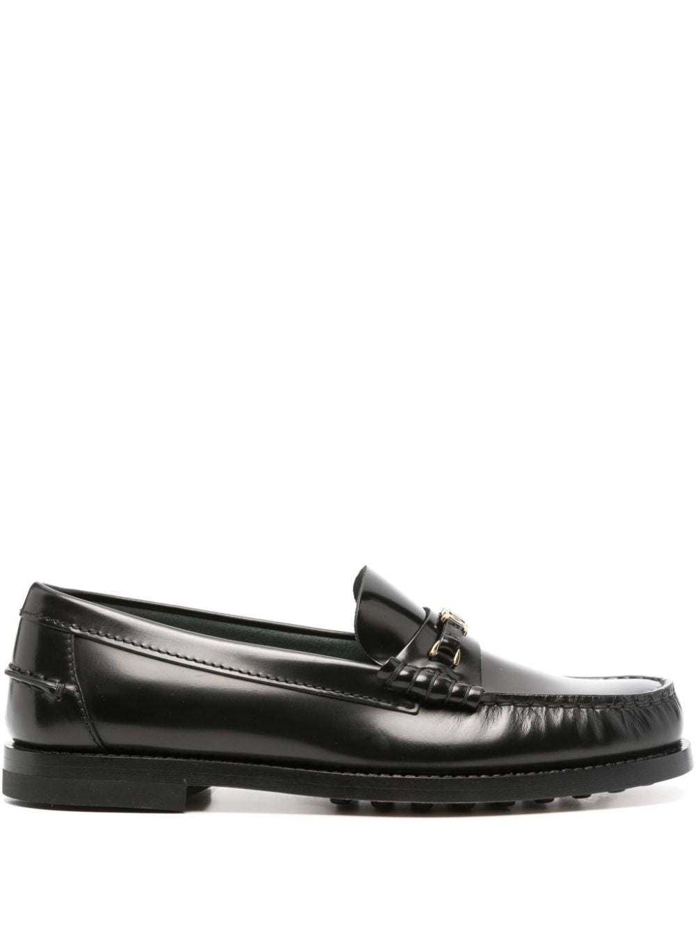 TOD'S Chic Brushed Leather Moccasins with Signature Metal Chain