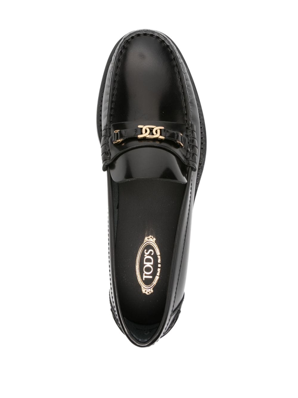 TOD'S Chic Brushed Leather Moccasins with Signature Metal Chain
