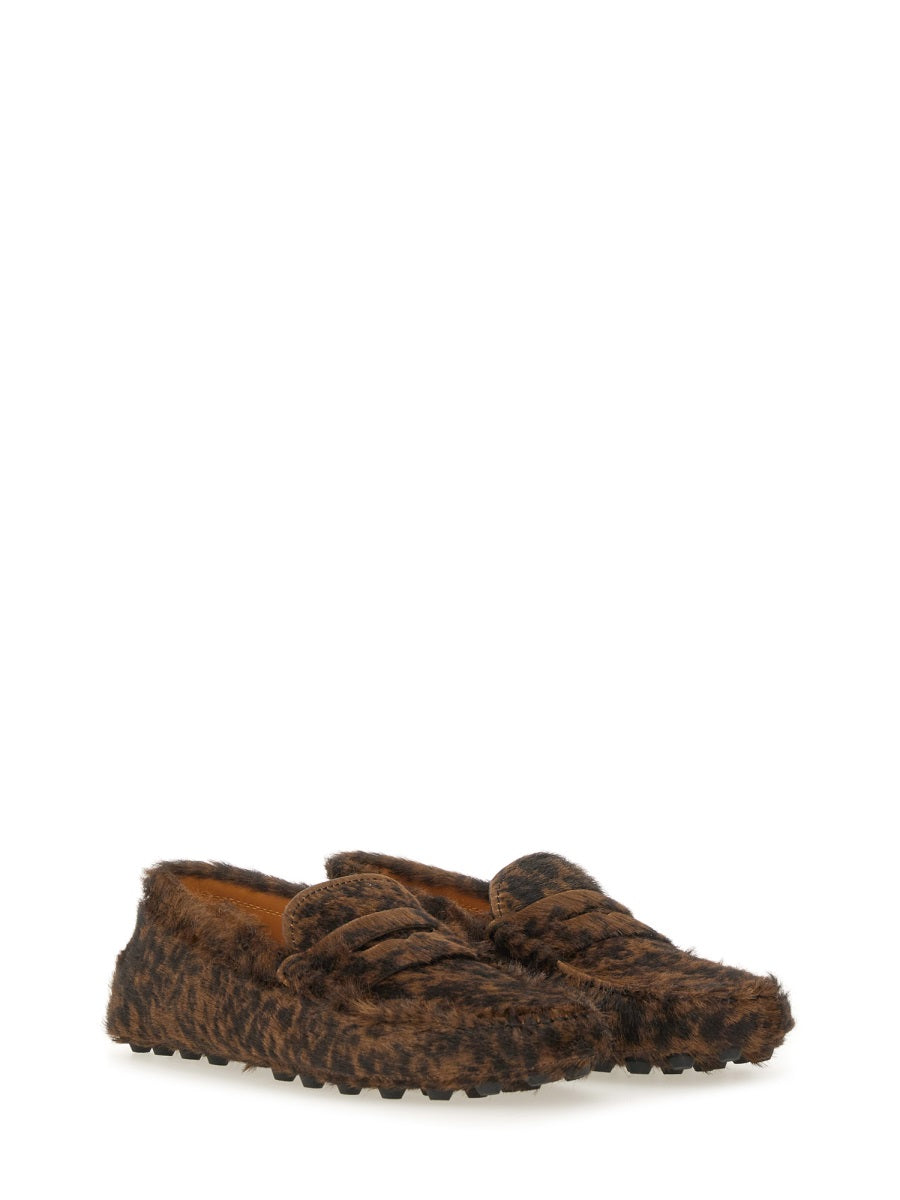 TOD'S Animal Print 100% Leather Hair Loafers for Women