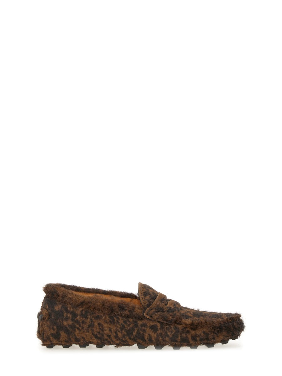 TOD'S Animal Print 100% Leather Hair Loafers for Women
