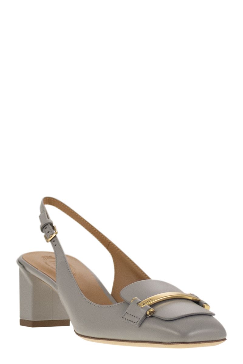 TOD'S High-Quality Slingback Leather Pumps with Custom Metal Bar - 5 cm Heel