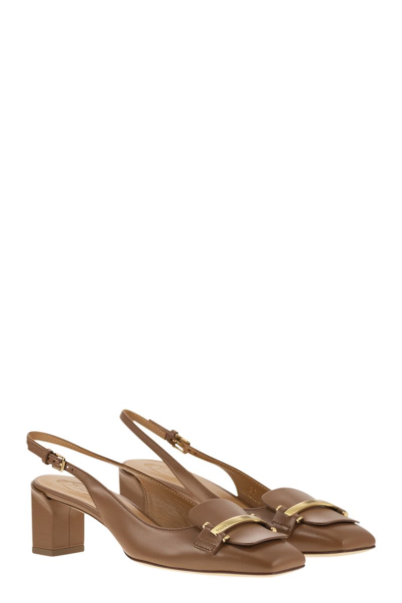 TOD'S Slingback Leather DéCOLLETé Pump with Geometric Heel - 5 cm