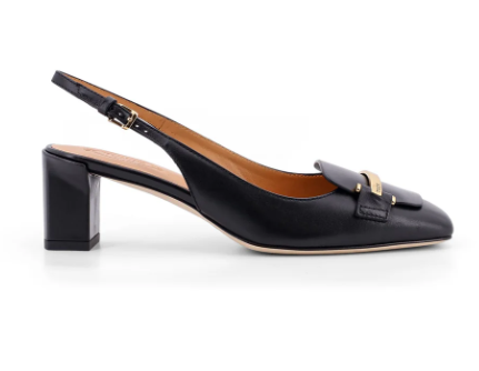 TOD'S Comfortable Leather Slingback Pumps with Low Block Heel