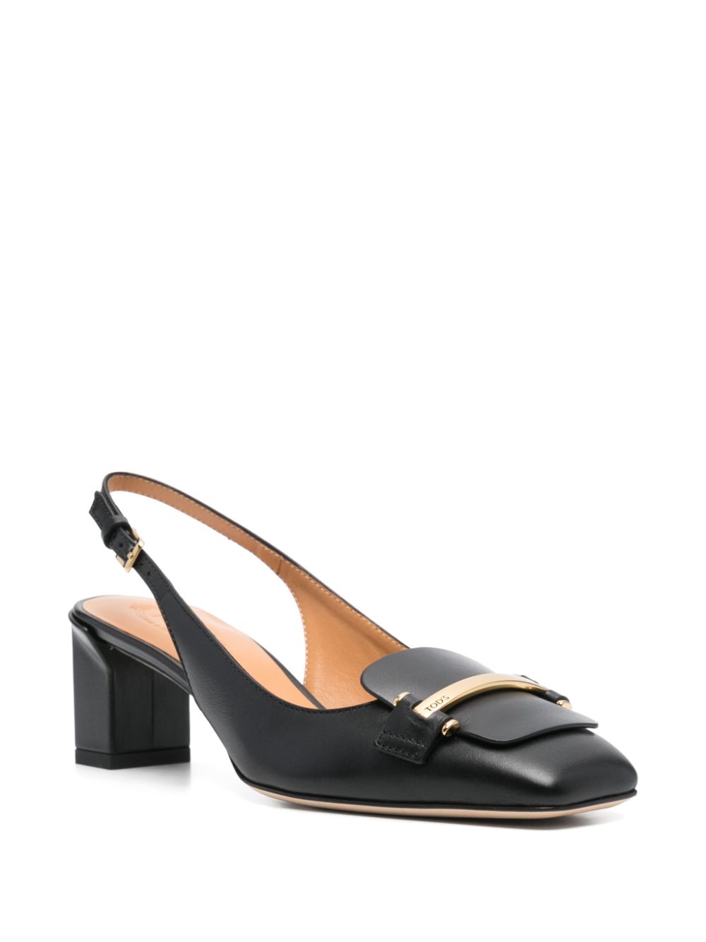 TOD'S Comfortable Leather Slingback Pumps with Low Block Heel