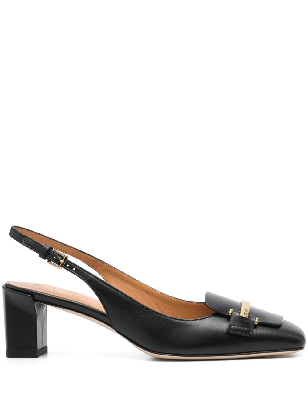 TOD'S Comfortable Leather Slingback Pumps with Low Block Heel