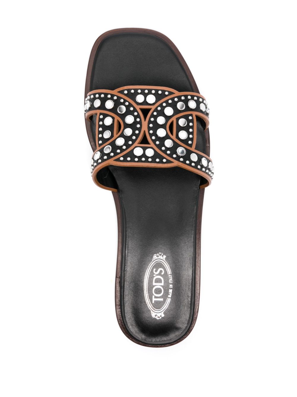 TOD'S Leather Flat Sandals with Square Toe Design
