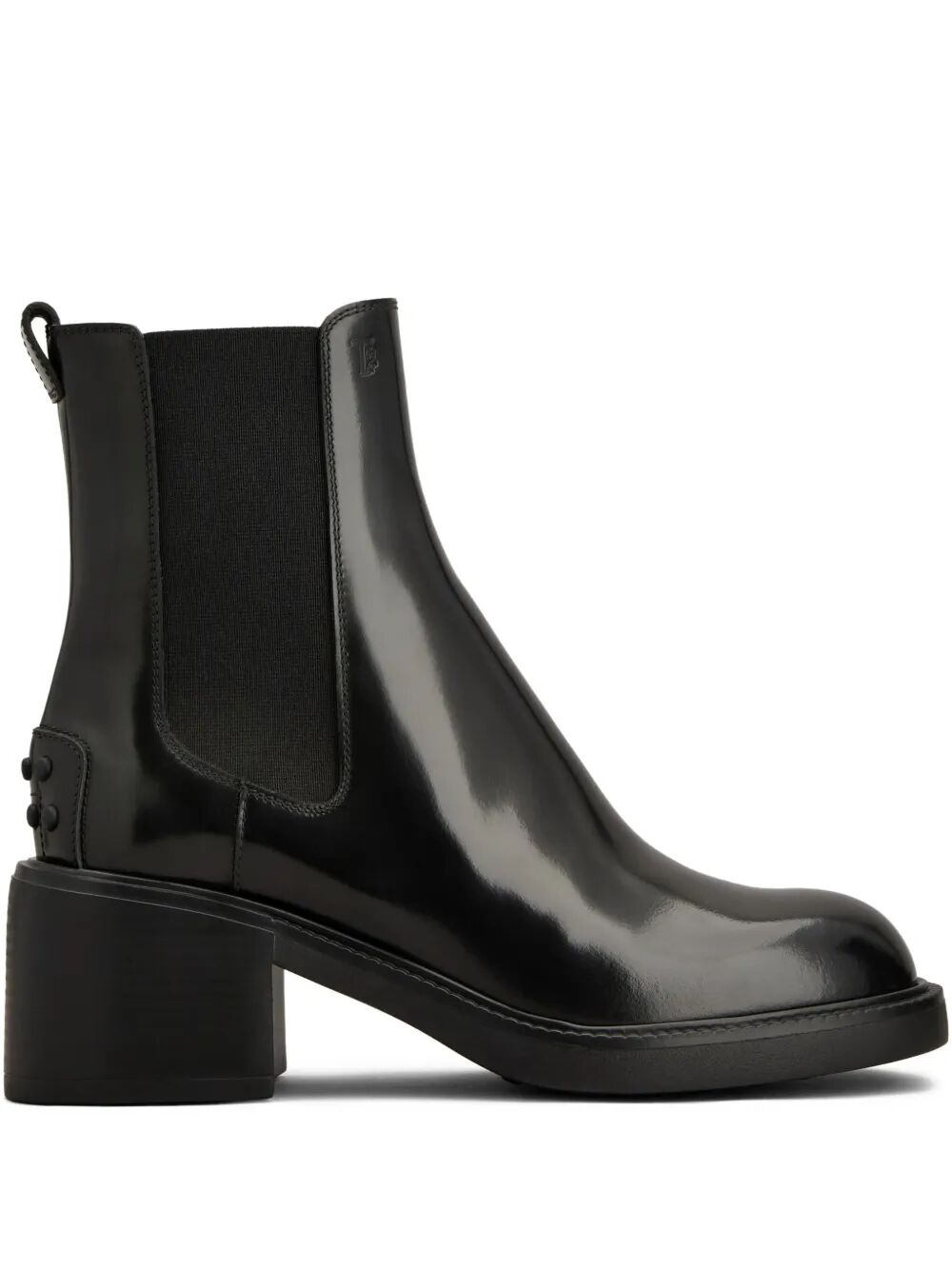 TOD'S Women's Pull-On Leather Ankle Boots with Mid Block Heel