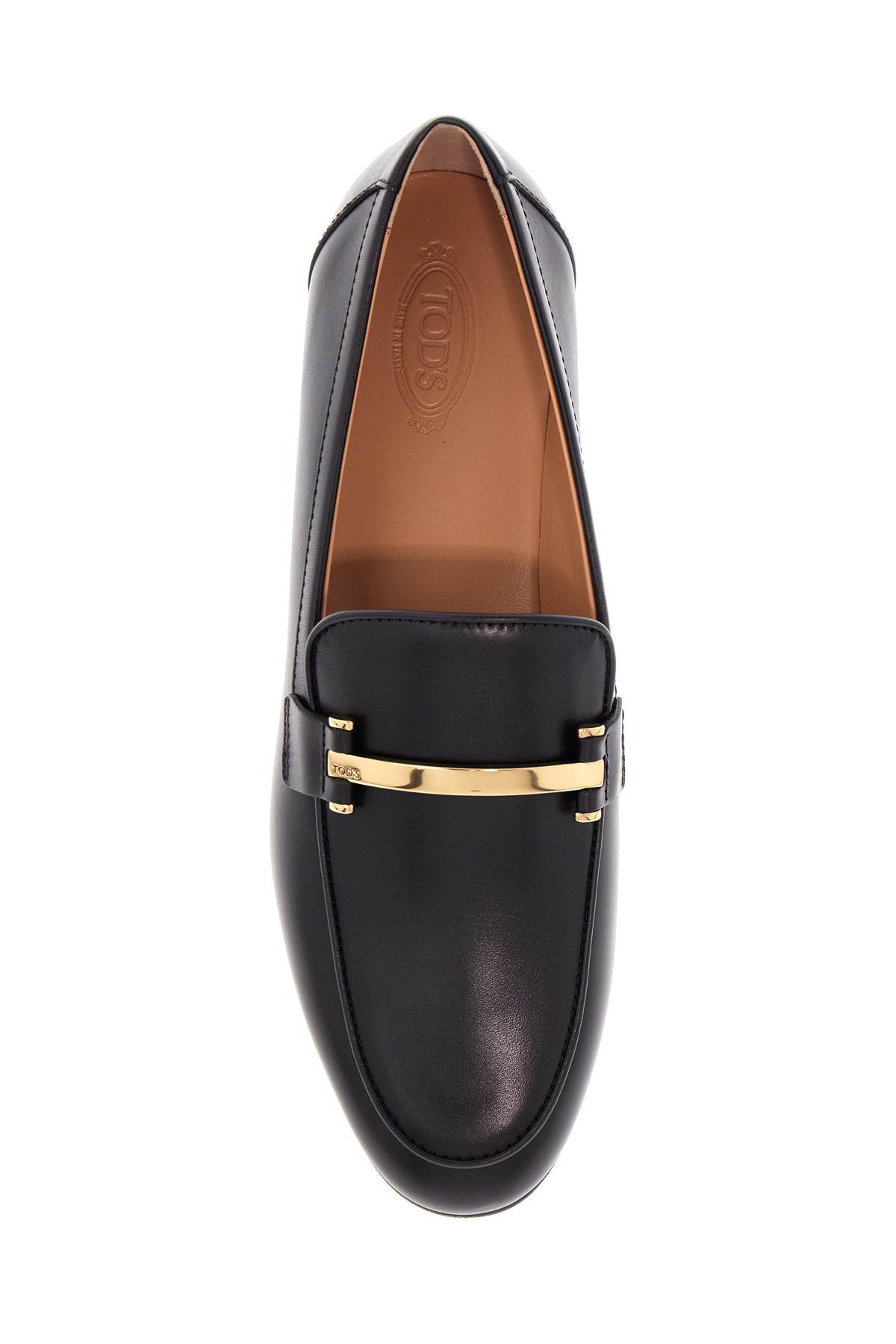 TOD'S Elegant Metal Bar Leather Loafers