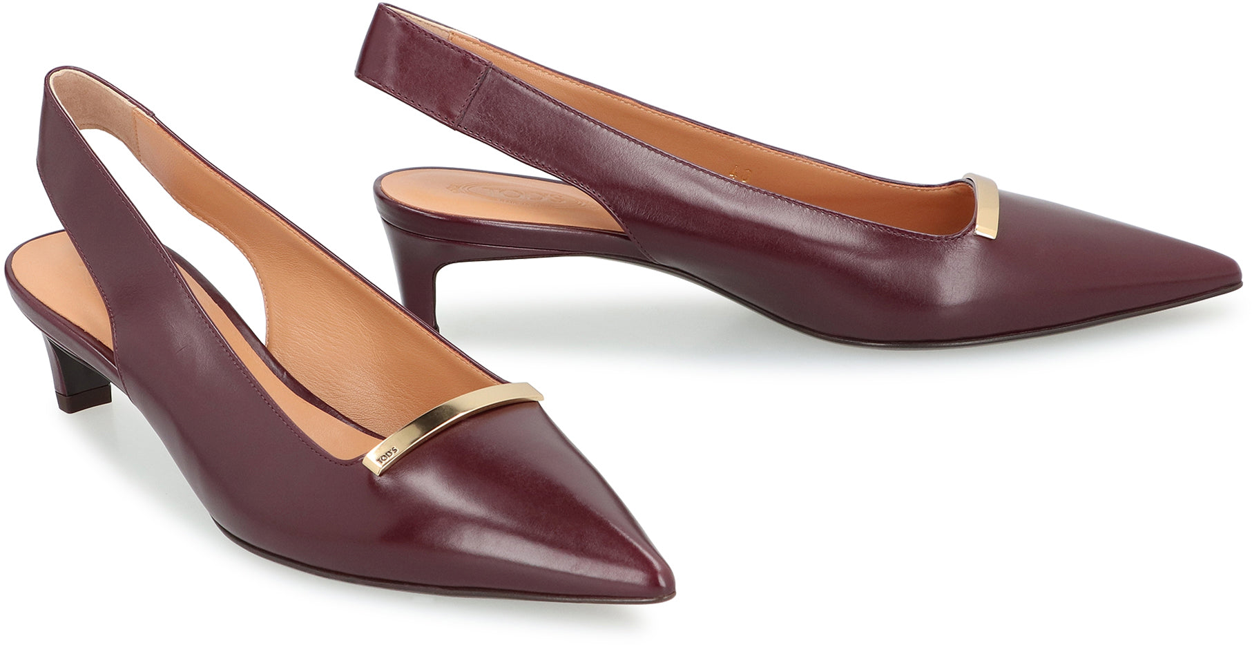 TOD'S Pointy Toe Kitten Heel Slingback Pumps