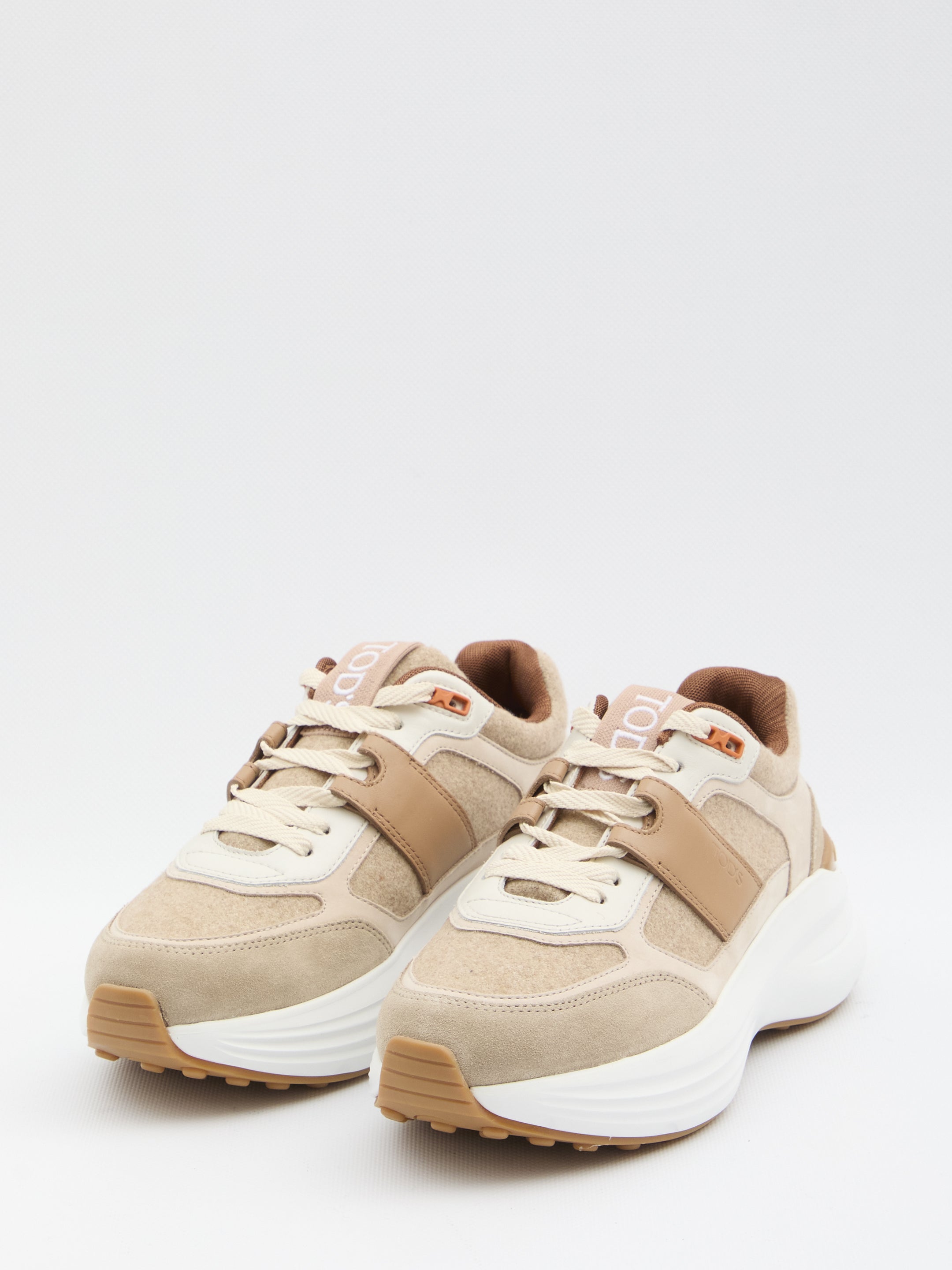 TOD'S Suede and Fabric Sneakers with Maxi Embroidery - Size ITA