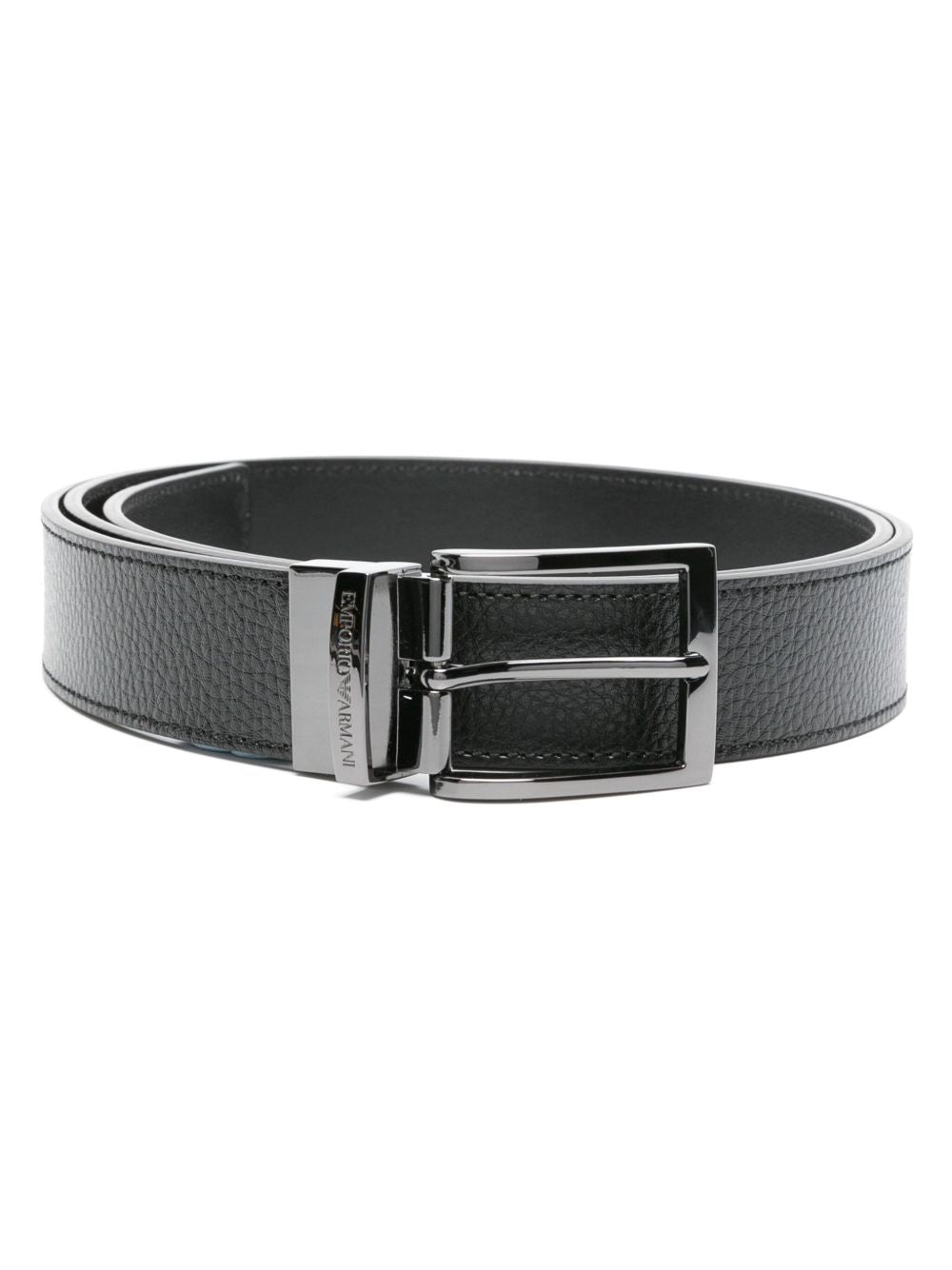 EMPORIO ARMANI Leather Grained Textured Belt with Adjustable Fit