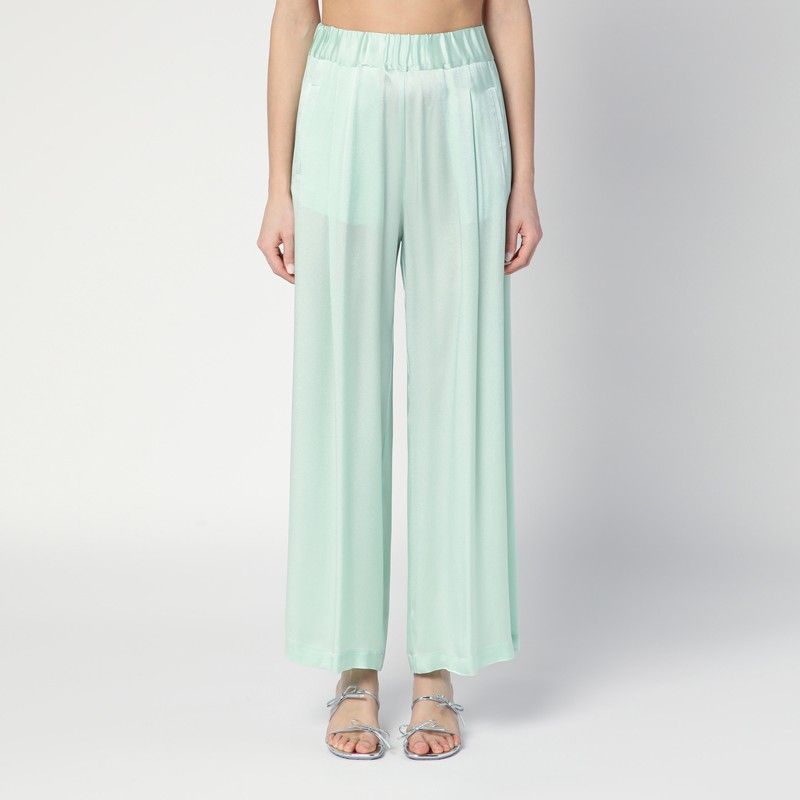 SEMICOUTURE Fluid Wide-Leg Trousers with Elasticized Waist