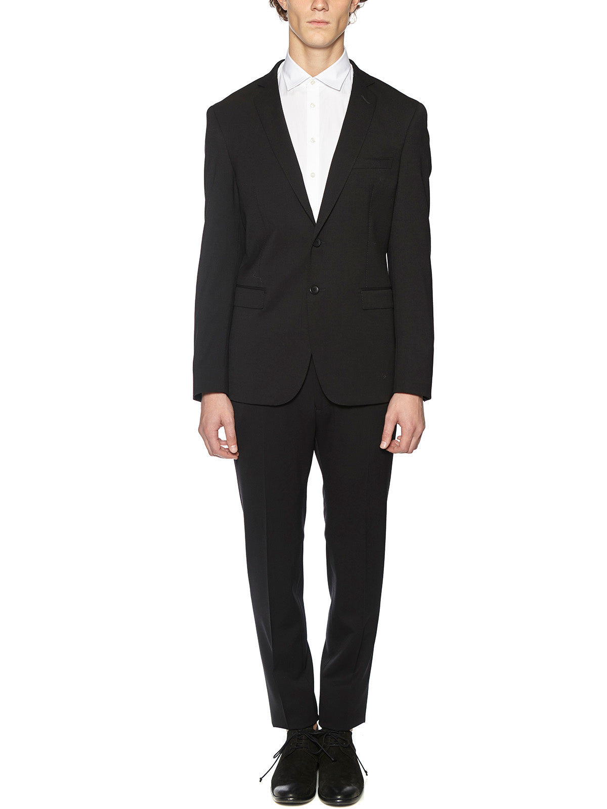 TONELLO Men's Wool Stretch Jacket Dress with Double Button Detail (Size L)