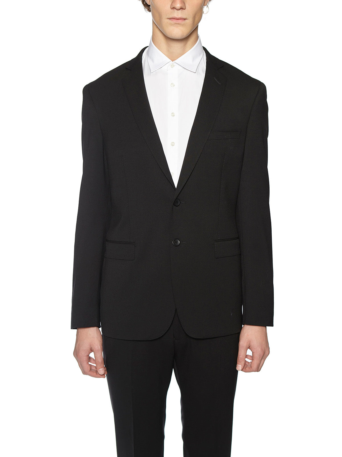 TONELLO Men's Wool Stretch Jacket Dress with Double Button Detail (Size L)