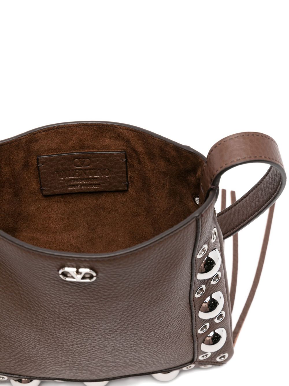 VALENTINO GARAVANI Mini Leather Crossbody Handbag with Studded Fringe