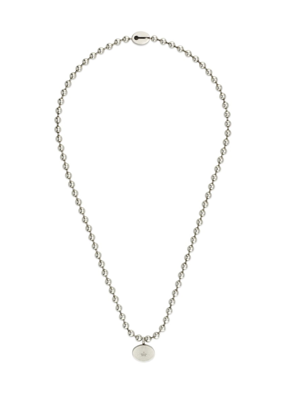 GUCCI GG Logo Silver Chain Boule Necklace