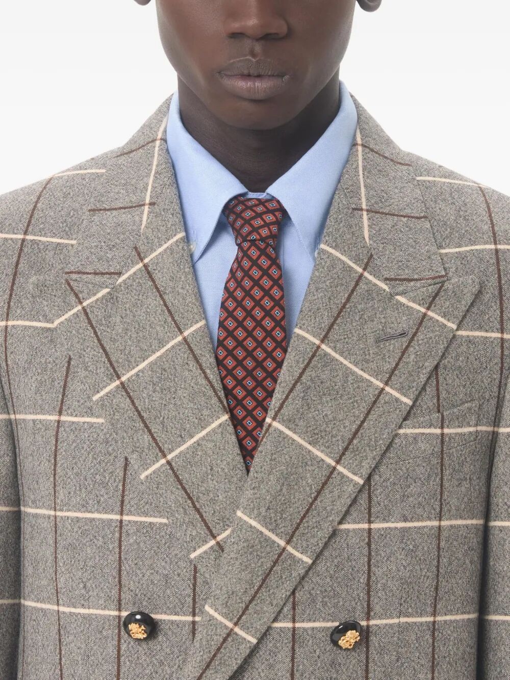 VALENTINO GARAVANI Cotton Jacquard Tie with Chamber Pattern and VLogo Signature Detail - Width 7 CM