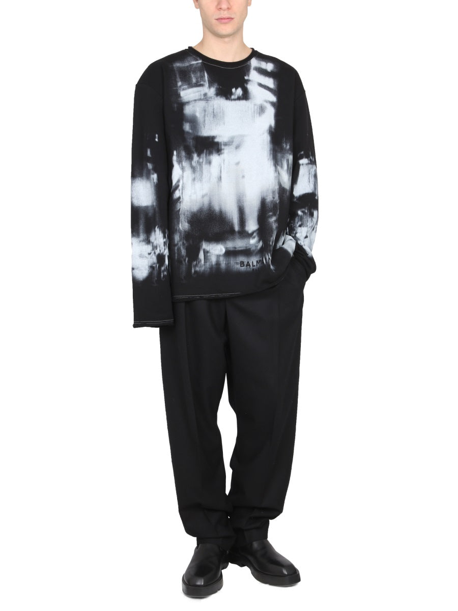 BALMAIN Tie Dye Pattern Crewneck Sweatshirt