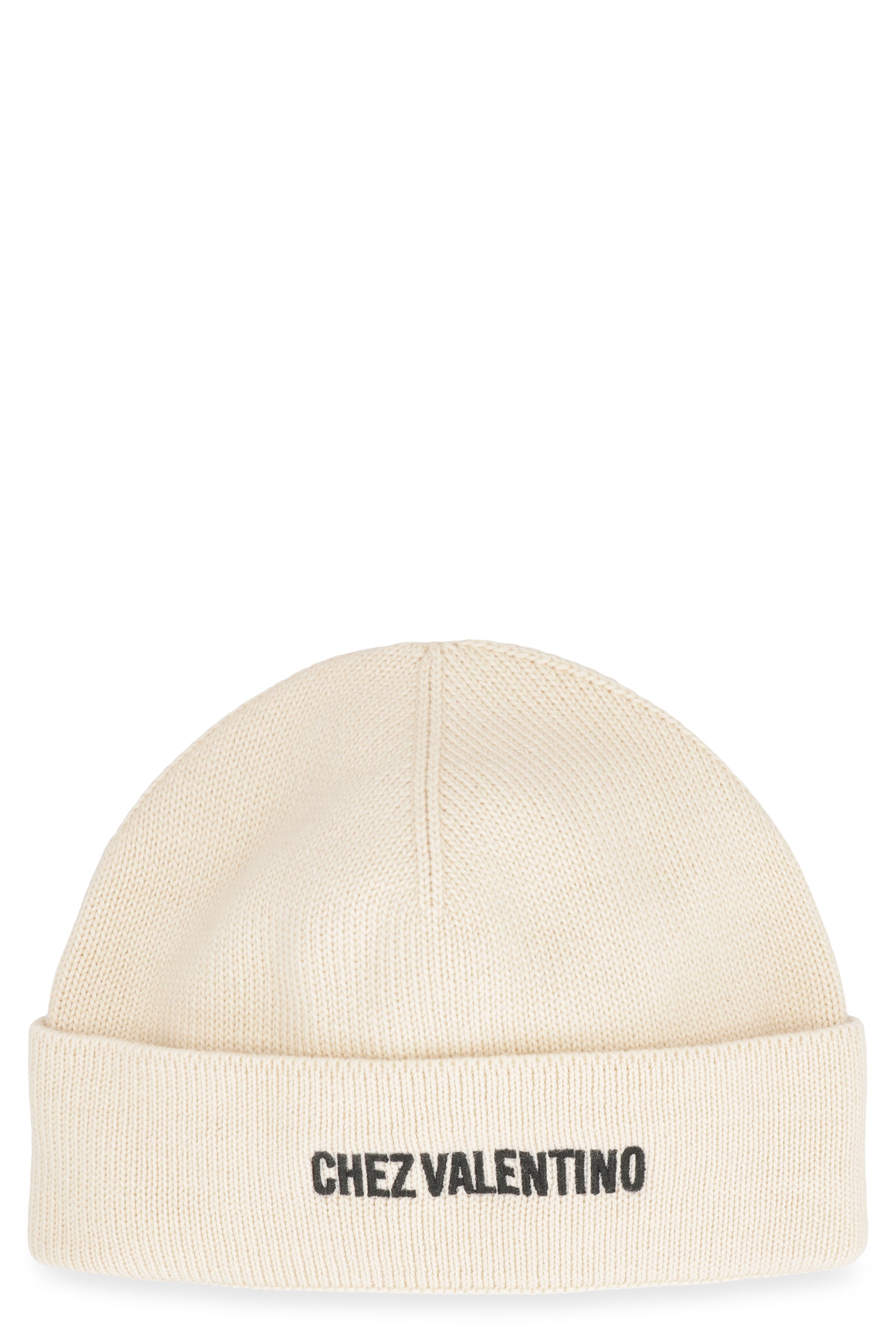 VALENTINO GARAVANI Ribbed Knit Beanie with Turn Up Brim