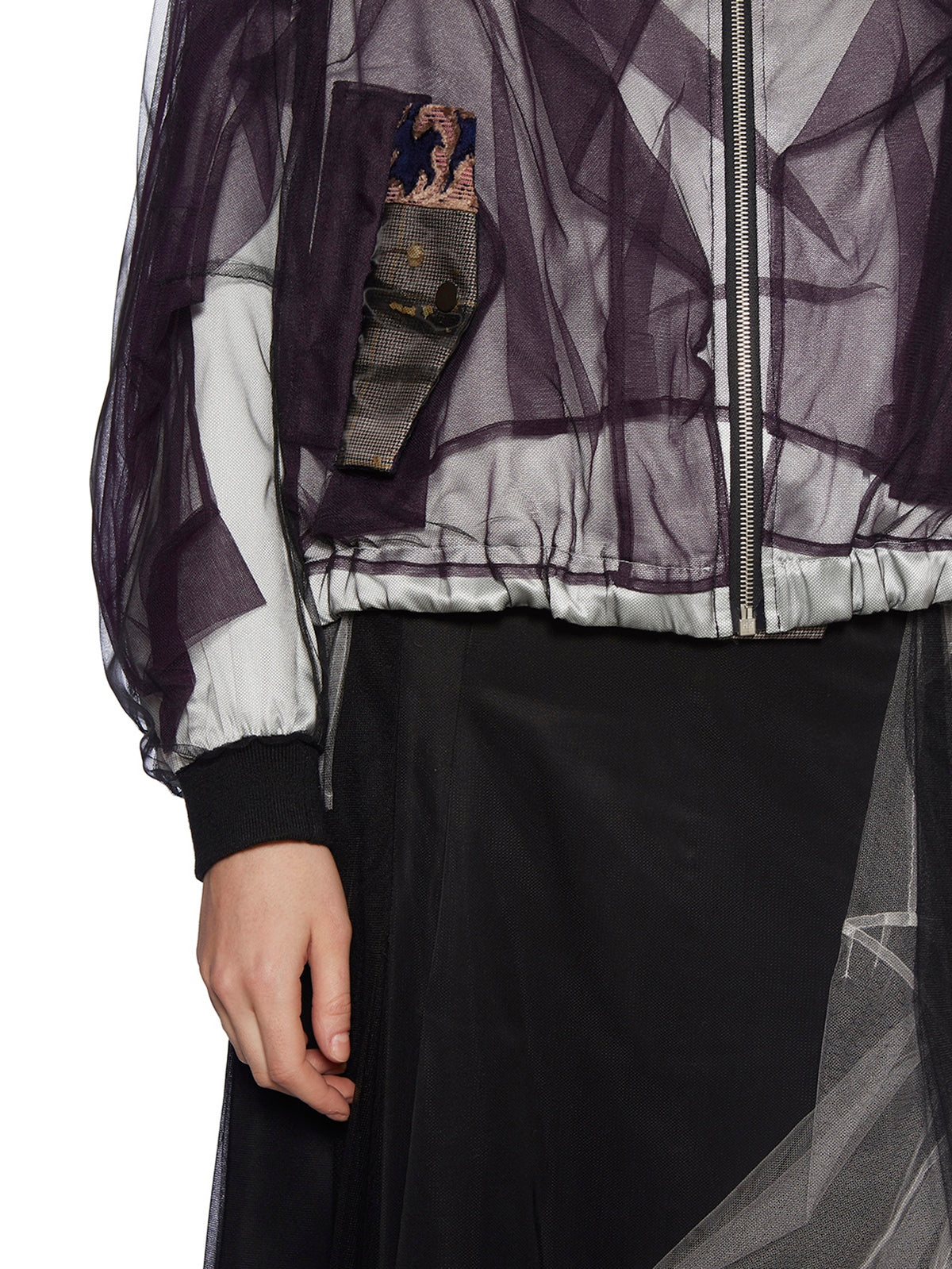 QUETSCHE Satin and Tulle Bomber Jacket - Model Size 36