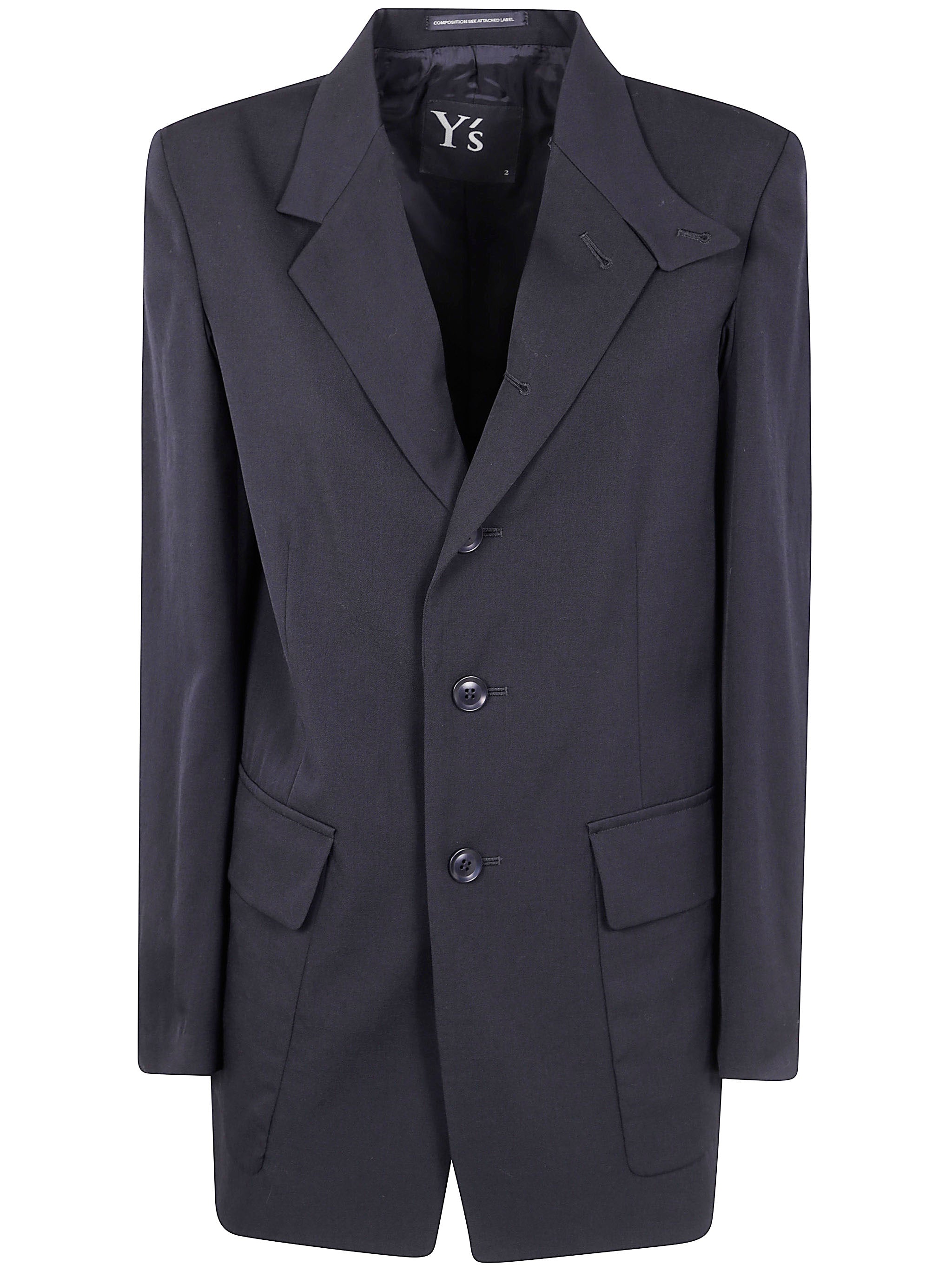 Y'S Notched Lapel Gabardine Jacket for Women