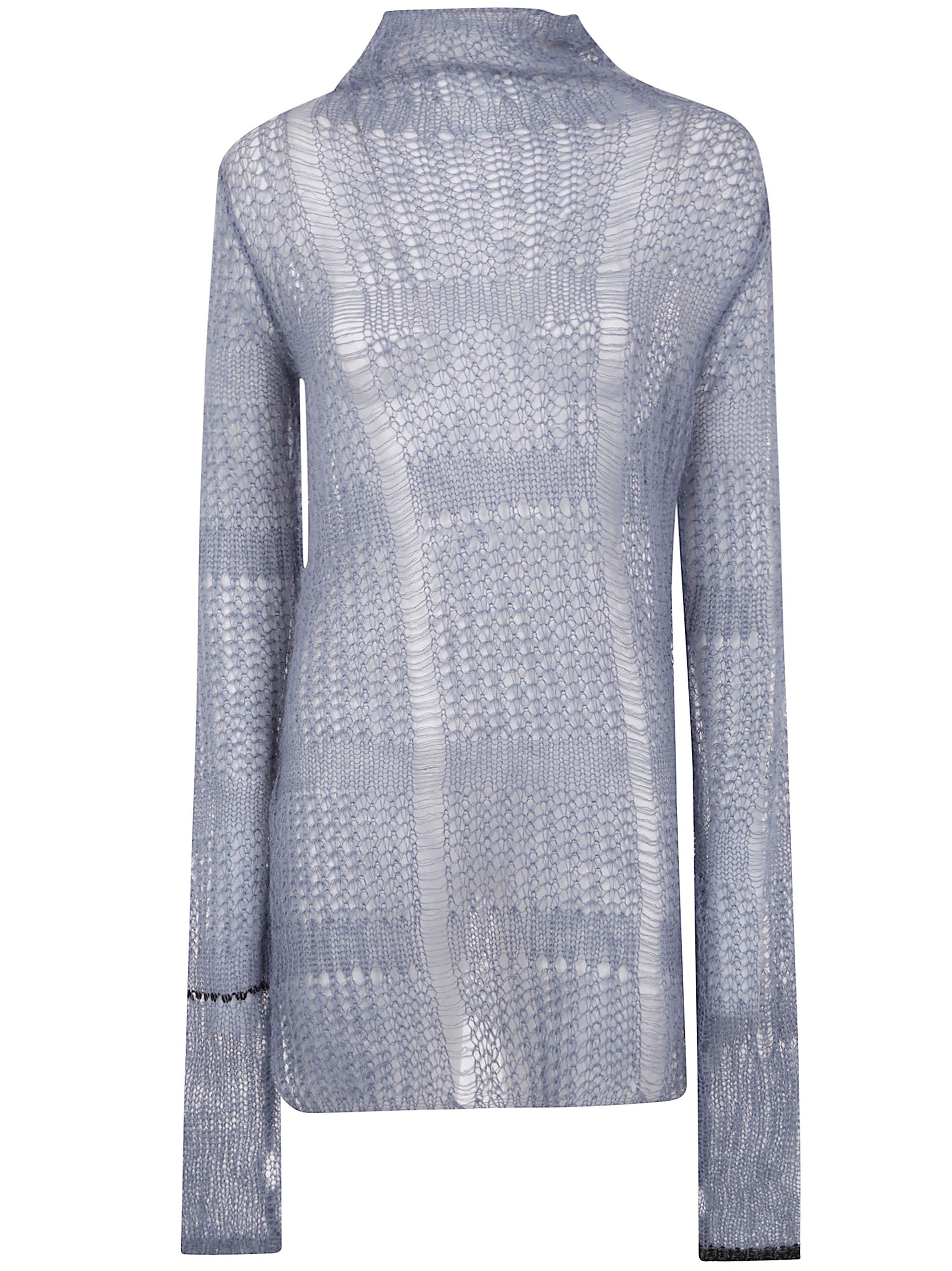 Y'S Sheer Asymmetry Long Knit Sweater