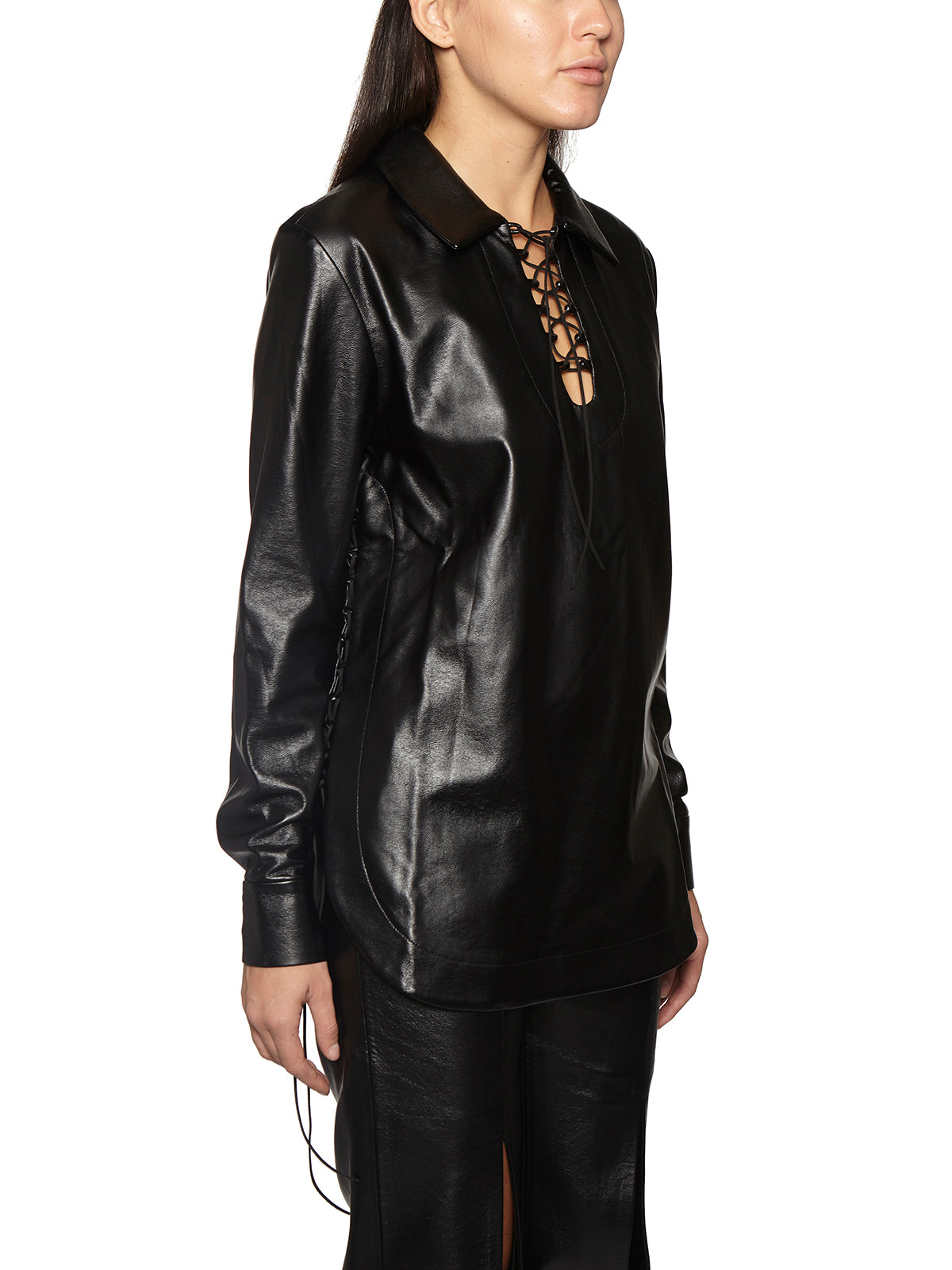 MATERIEL Laced Front Mini Soft Shirt - Size M