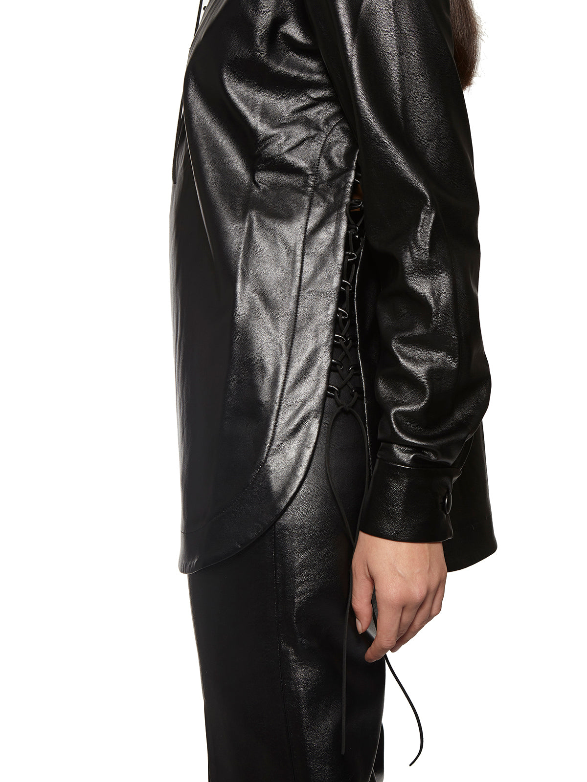 MATERIEL Laced Front Mini Soft Shirt - Size M